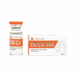 Deca 300 vial labeled Nandrolone Decanoate 300mg/ml, used for bulking cycles, muscle growth, and joint support in bodybuilding.