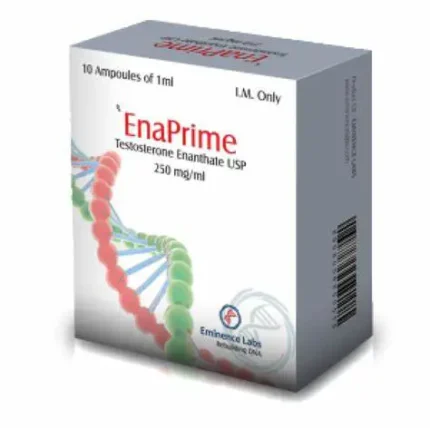 Vial of Enaprime 200mg Premium Testosterone displayed with syringe, representing injectable testosterone enanthate for muscle growth and hormone support.
