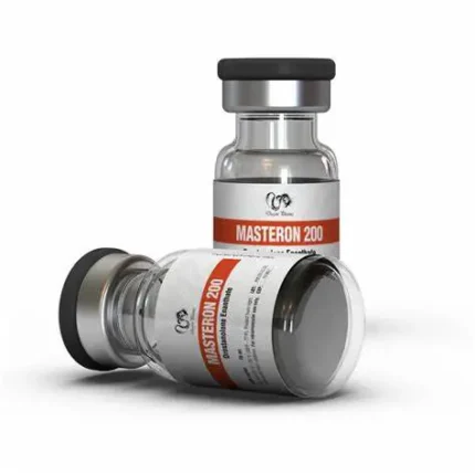 Masteron 200 vial labeled Drostanolone Propionate 200mg/ml, designed for cutting cycles and lean muscle definition.