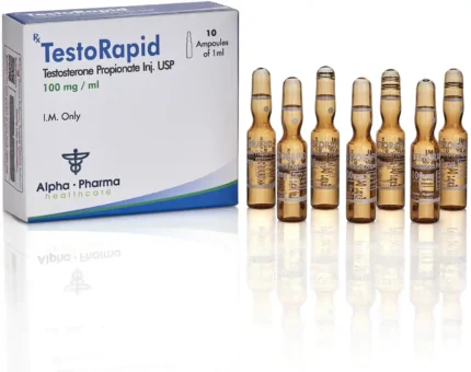 Testorapid ampoules labeled Testosterone Propionate, used for rapid hormone support, muscle gain, and cutting cycles.