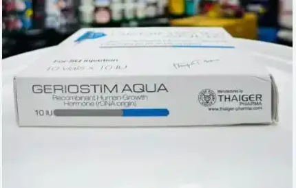 Geriostim 100 IU HGH kit for muscle growth, fat loss, recovery, and anti-aging.
