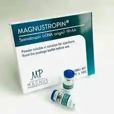 Magnustropin 100 IU somatropin kit for muscle building, fat loss, and accelerated recovery.