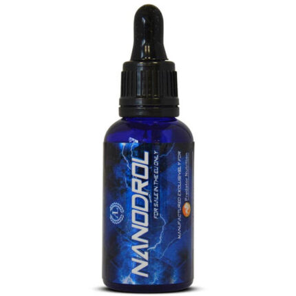 Nanodrol 30 mL supplement bottle designed for rapid muscle mass, bulking strength, and performance enhancement